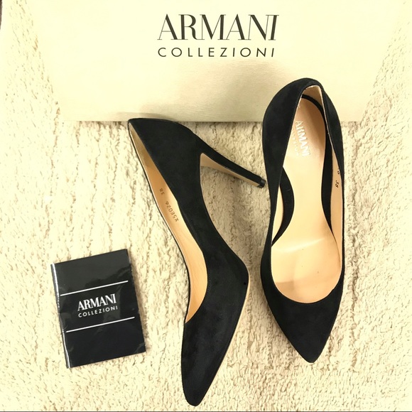 ARMANI Collezioni Black Suede PointToe Heels Pumps - Picture 8 of 8